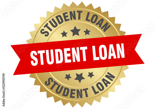 student loan. student loan round red and gold label isolated on transparent background