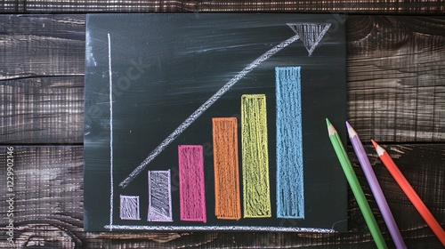 Colorful and dynamic bar chart graph visualizing financial data business analytics and performance indicators for corporate strategy and decision making