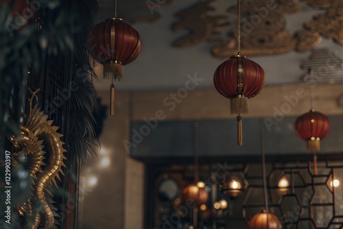 Chinese Lanterns and Dragon Decor