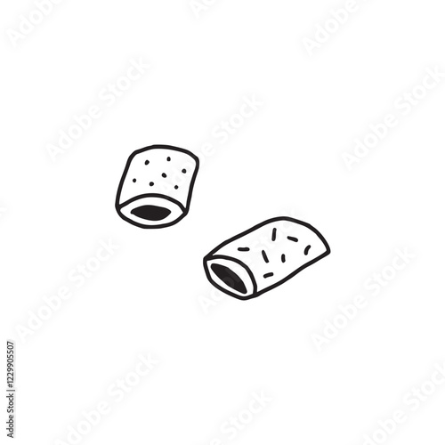 A cute and minimalistic drawing of two small dog treats. Suitable for pet product packaging, educational materials, or creative designs.
