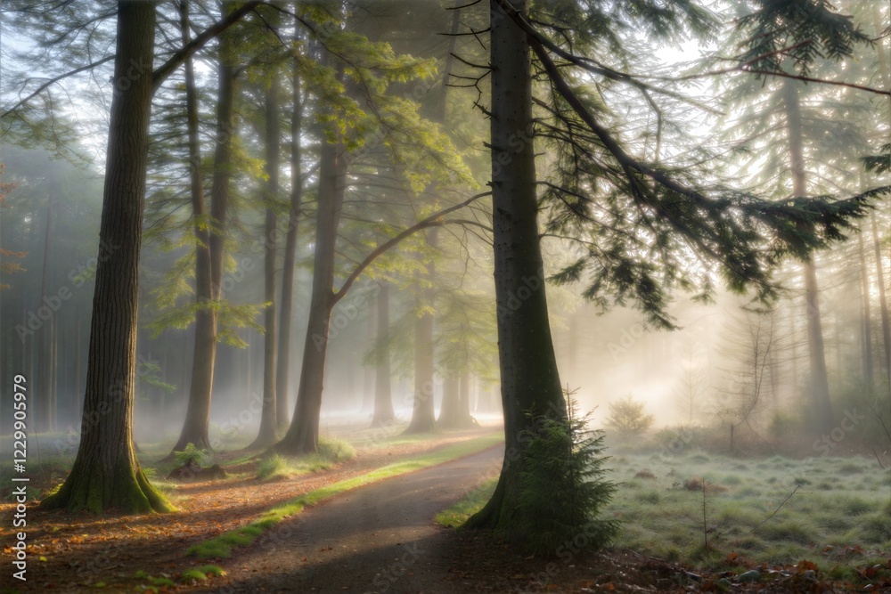 Obraz premium Misty Forest Path