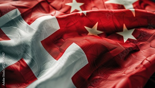 Close-up of the flags of Switzerland and China together, symbolizing collaboration between the two countries in tech innovation photo