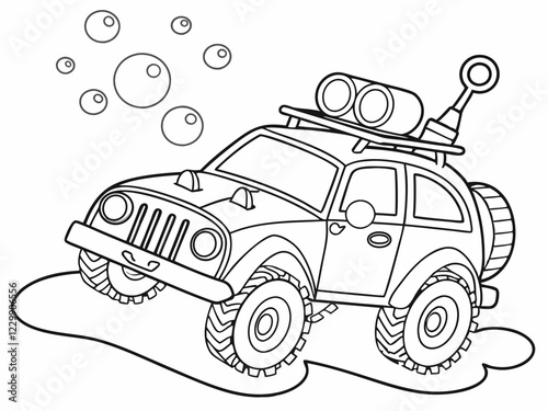 Fun Bubble Car Coloring Page  Kids' Printable