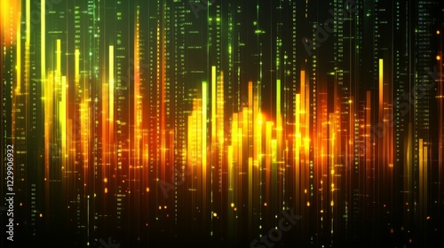 Wallpaper Mural An abstract financial graph with glowing data points and smooth lines, set against a dark gradient background, conveying a modern and high-tech feel Torontodigital.ca