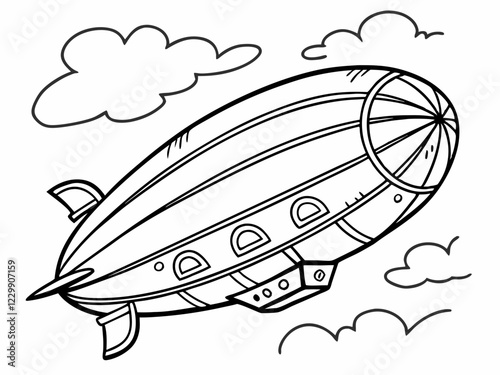 Vintage Airship Coloring Page A Classic Dirigible Illustration