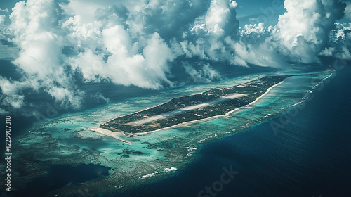 tropical paradise island. Aerial view tropical beach