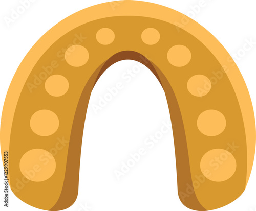 Golden mouth guard protecting teeth from injury during sports training or competition