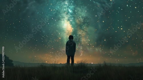 A person stands in a field gazing at the vibrant Milky Way while celebrating Matariki, the Maori New Year