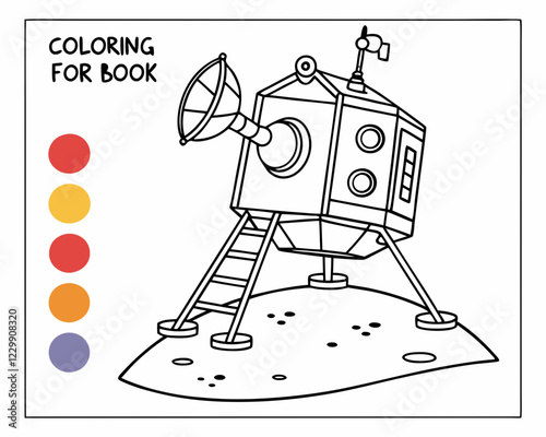 Lunar Lander Coloring Page Space Exploration for Kids