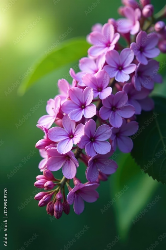 Lilac flowers and leaves cascade from a branch, garden, tree, branches Lilac flowers and leaves cascade from a branch, garden, tree, branches