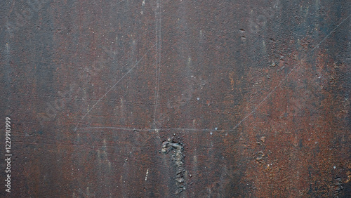 Rusty Old Iron Plate with Scratches and Dirt photo