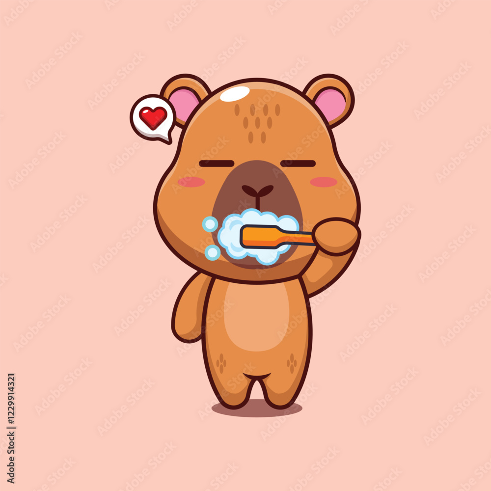 capybara mascot cartoon character vector illustration brushing teeth capybara mascot cartoon character vector illustration brushing teeth