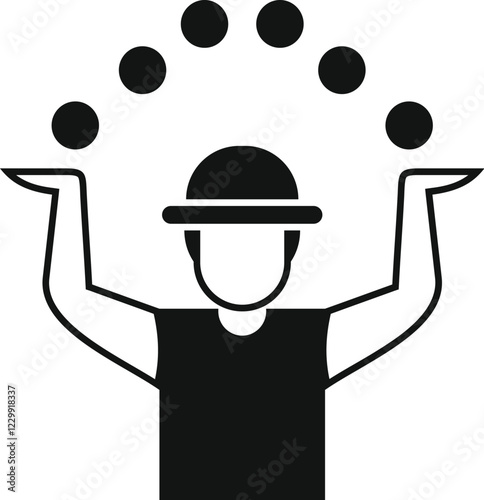 Street performer juggling balls in a public park, entertaining the crowd with his skillful performance