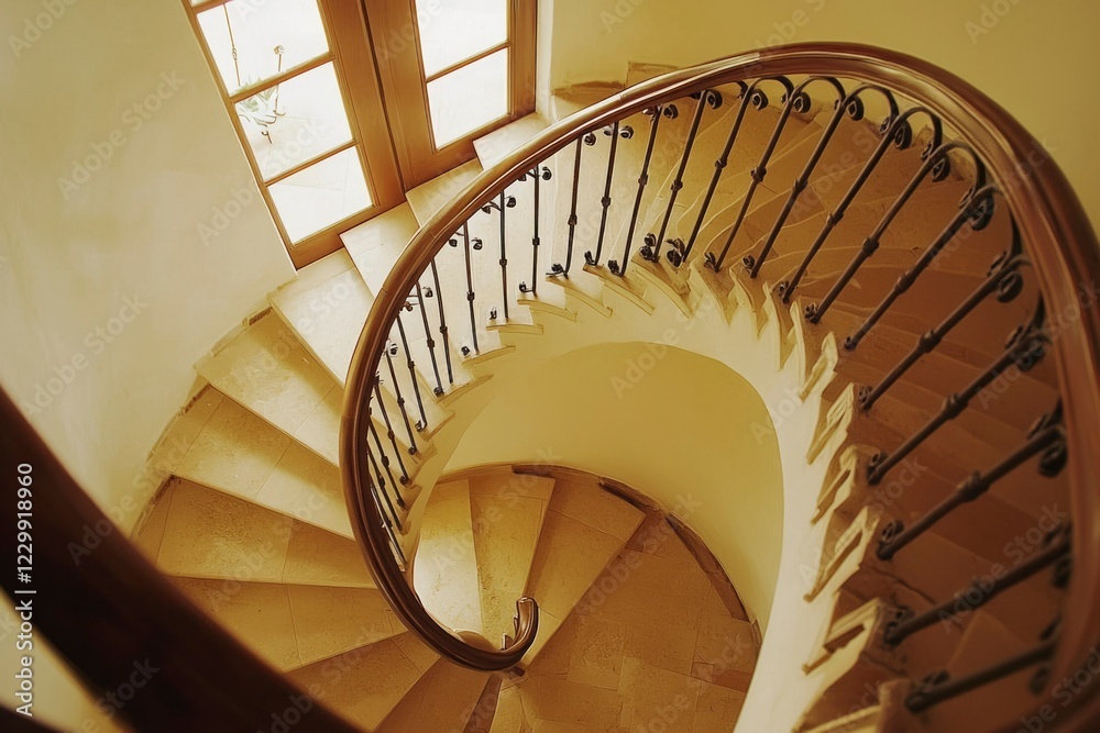 Fototapeta premium Elegant Spiral Staircase Interior Design
