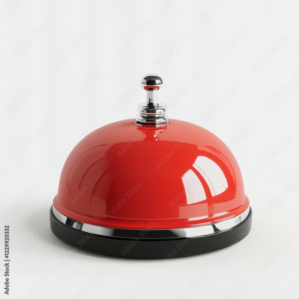 Obraz premium Red service bell, solid white background,