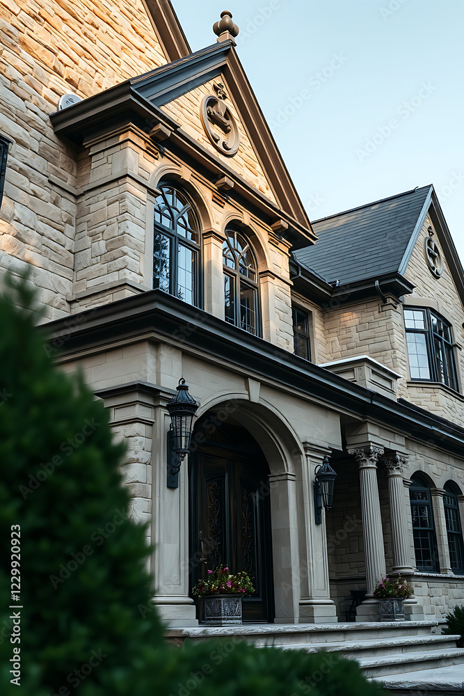 Magnificent Stone Mansion: Classic Architecture, Elegant Design, Luxury Home Exterior Magnificent Stone Mansion: Classic Architecture, Elegant Design, Luxury Home Exterior