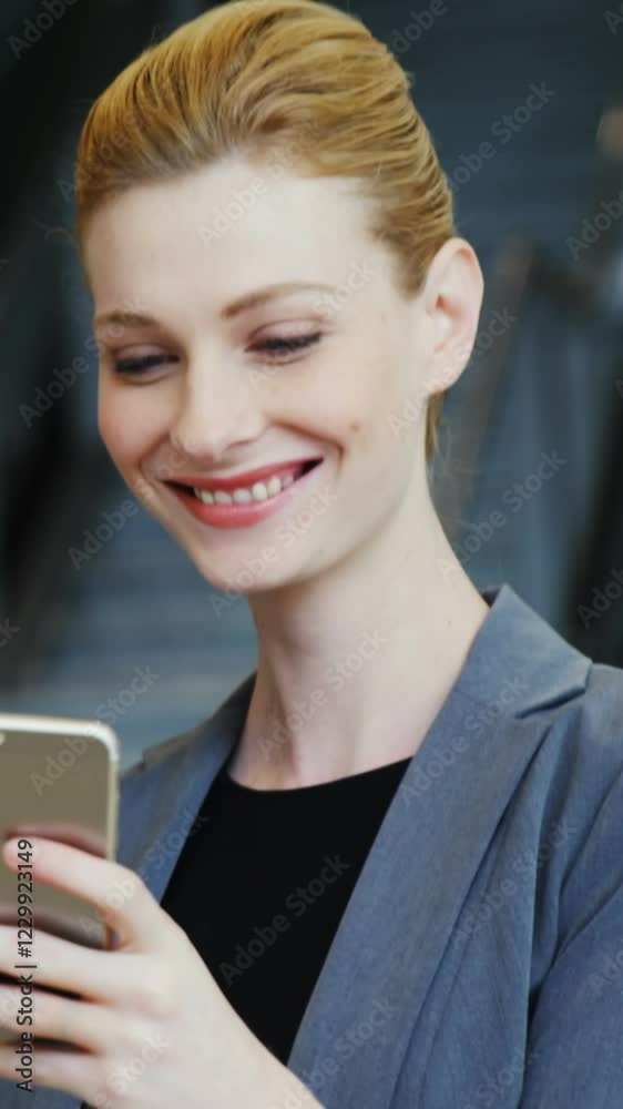 Business people looking at smartphone