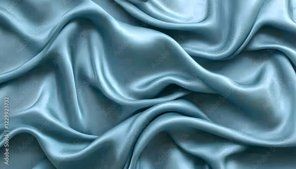 Fototapeta premium Luxurious, smooth, flowing, draped dusty blue silk fabric. Elegant textile background texture. Perfect for design projects.