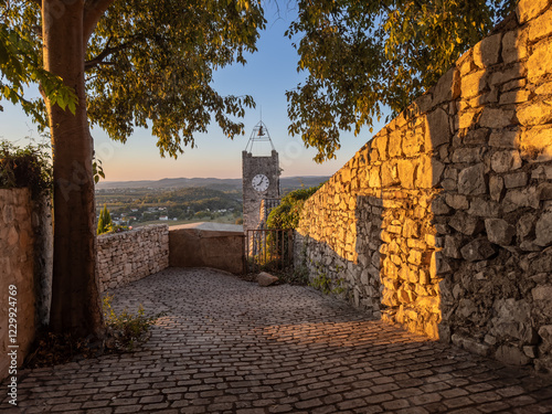 Fototapeta Naklejka Na Ścianę i Meble -  Beautiful old town of Vézénobres in southern France, featuring charming medieval architecture, narrow stone streets, and a historic atmosphere. A picturesque travel destination full of history.