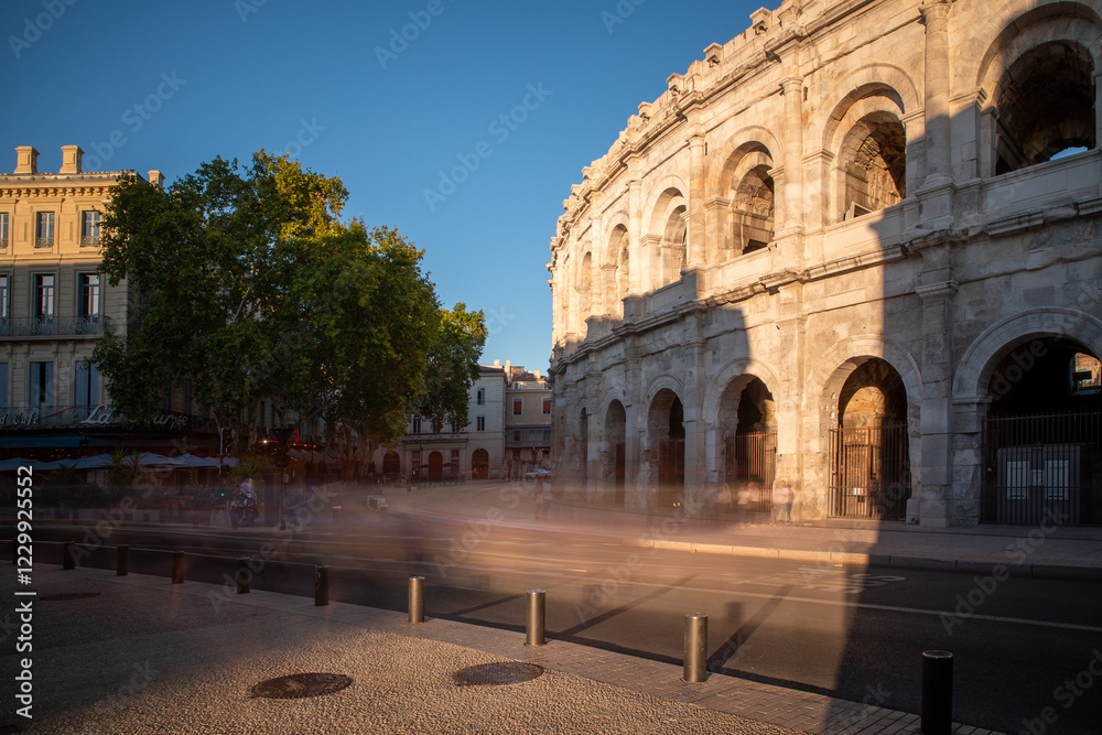 Obraz premium Ancient Roman amphitheatre in the Occitanie region of southern France, NImes