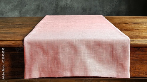 Stylish pink table runner on wooden dining table modern decor indoor space minimalist view home aesthetics
