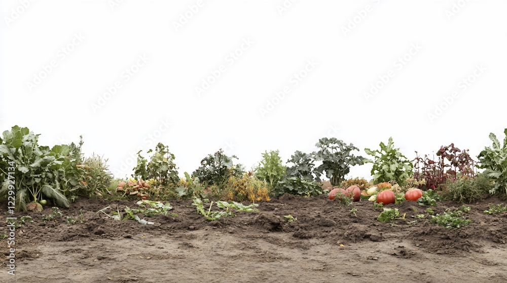 Autumn Harvest: A bountiful display of fall vegetables flourishing in a rustic garden setting against a bright, clear sky. Autumn Harvest: A bountiful display of fall vegetables flourishing in a rustic garden setting against a bright, clear sky.