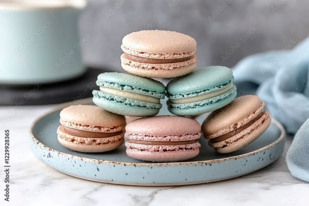A Stack of Pastel Macarons on a Plate A Stack of Pastel Macarons on a Plate