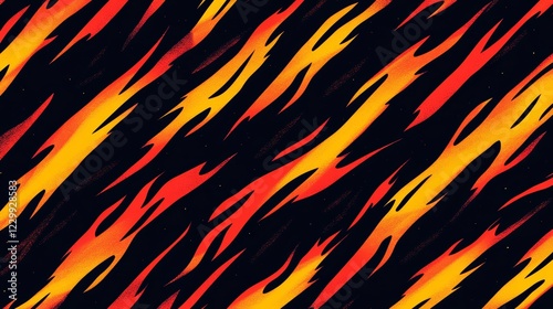A black and orange background with a pattern of fire. The fire is made up of orange and black lines, creating a dynamic and eye-catching design