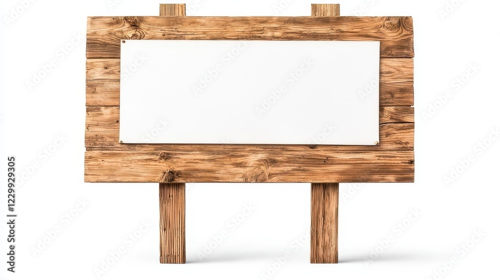 Fototapeta premium Rustic Wooden Sign with Blank White Space for Your Message