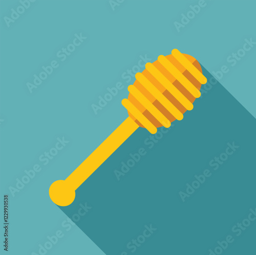 Honey dipper on a vibrant teal background, ready to drizzle sweet golden nectar