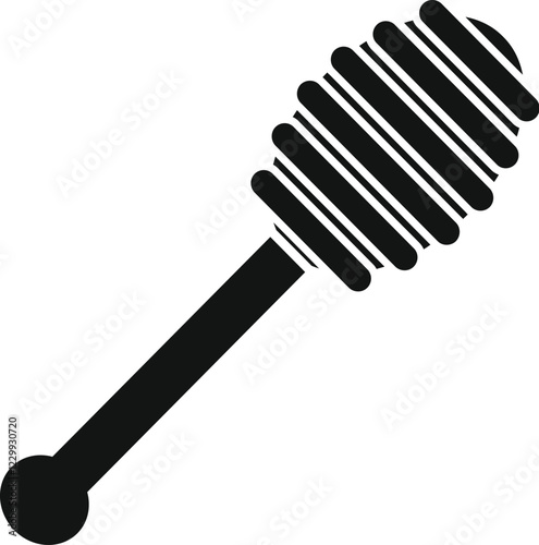 Simple black silhouette of a honey dipper, perfect for representing honey, breakfast, or natural sweeteners