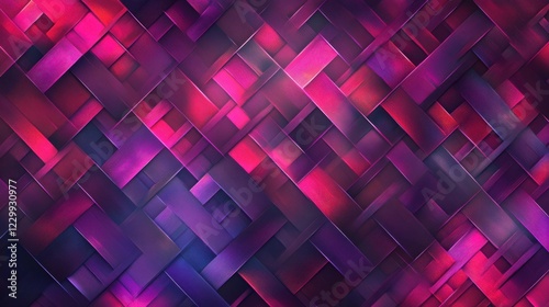 Abstract geometric pattern with intersecting pink and purple stripes creating a woven effect.