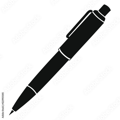 Black Pen Vector with Blue Highlights