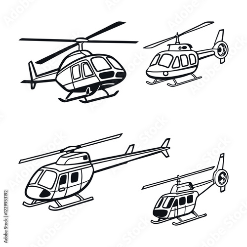 Sleek helicopter outline icon in vector format for aviation designs