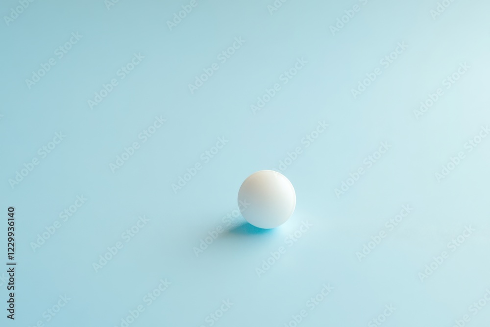 Simple white ball on light blue surface creating a minimalist aesthetic for design and creativity Simple white ball on light blue surface creating a minimalist aesthetic for design and creativity
