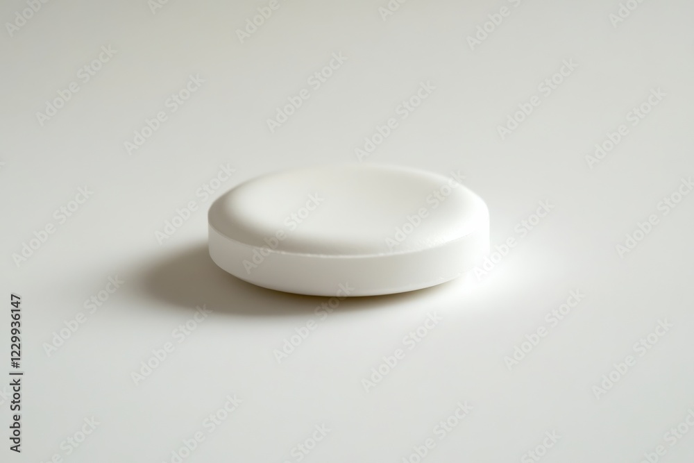 Soft white circular object placed on a neutral surface in a minimalistic setting highlighting simplicity and modern design Soft white circular object placed on a neutral surface in a minimalistic setting highlighting simplicity and modern design