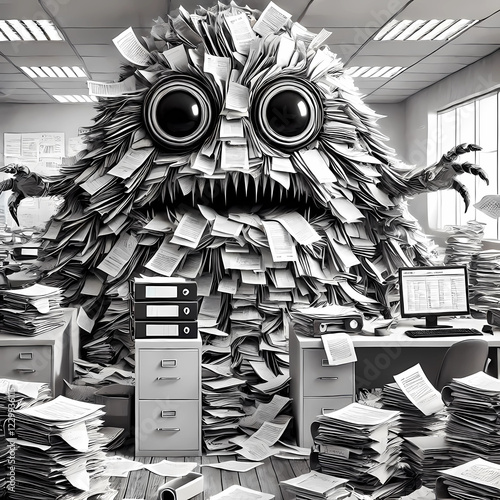 office paperwork monster