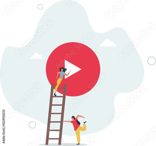 Video production and film movie editing or creation process.Producing multimedia and professional studio shooting for vlog, social media or stories content .flat characters.