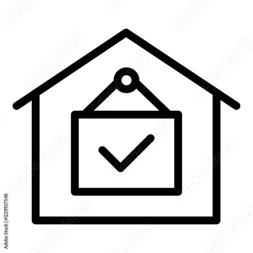 Sold house icon. Vector line icon