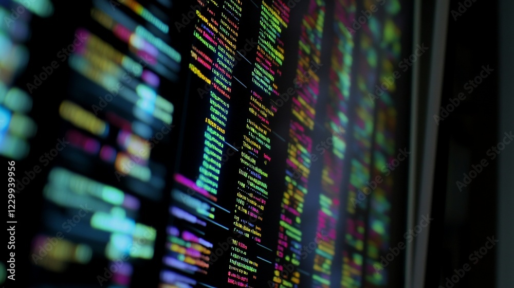 Colorful Code Lines on a Digital Screen Colorful Code Lines on a Digital Screen