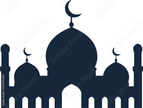 Vector beautiful mosque icon logo design with white background 