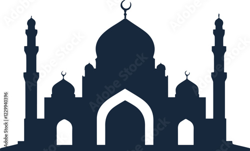 Vector beautiful mosque icon logo design with white background 