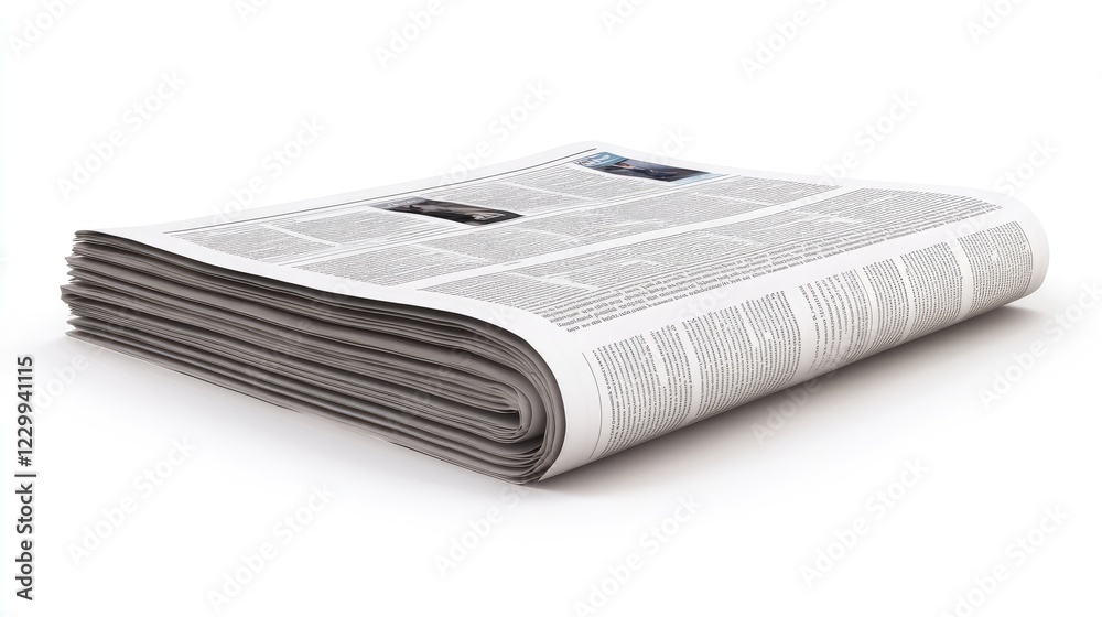 A business newspaper with bold financial headlines, placed on a white background. A business newspaper with bold financial headlines, placed on a white background.