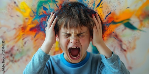 Conceptual Illustration of Disruptive, Impulse-Control, and Conduct. Disorders Depicting Emotional Turmoil and Behavioral Challenges. Abstract Visual Representation of Oppositional Defiant Disorder