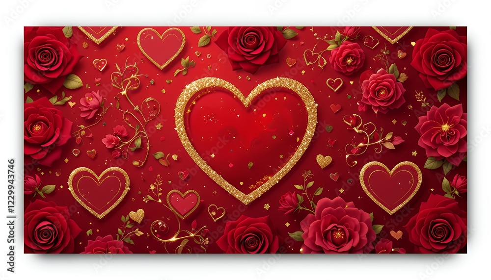 Romantic Red Heart and Rose Valentine's Day Design Romantic Red Heart and Rose Valentine's Day Design