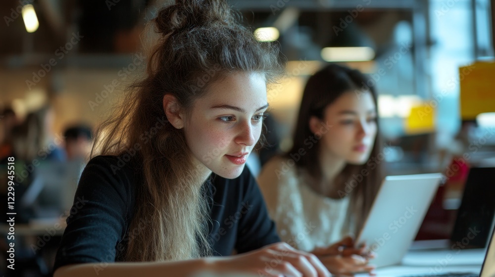 Women Collaborating in a Tech Startup Environment Women Collaborating in a Tech Startup Environment