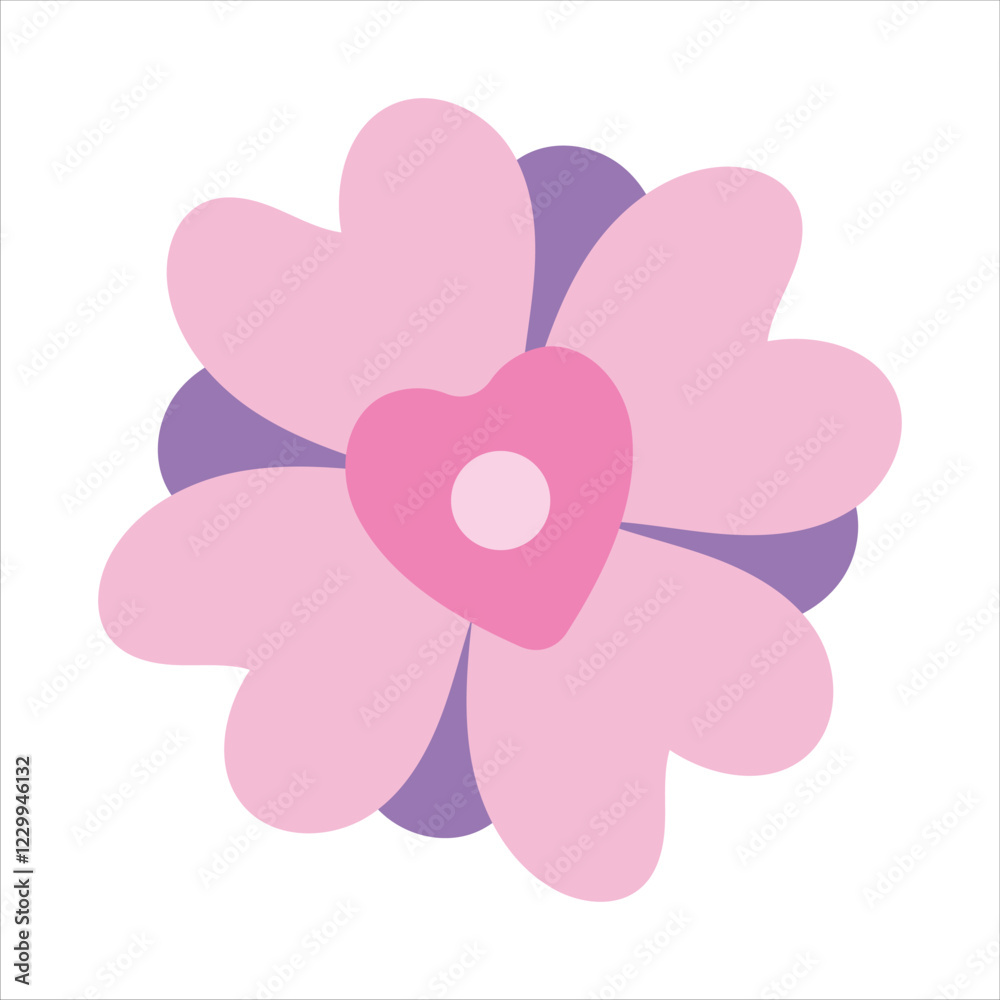Valentine flower object on white background. Vector object design element for Valentine's day Valentine flower object on white background. Vector object design element for Valentine's day