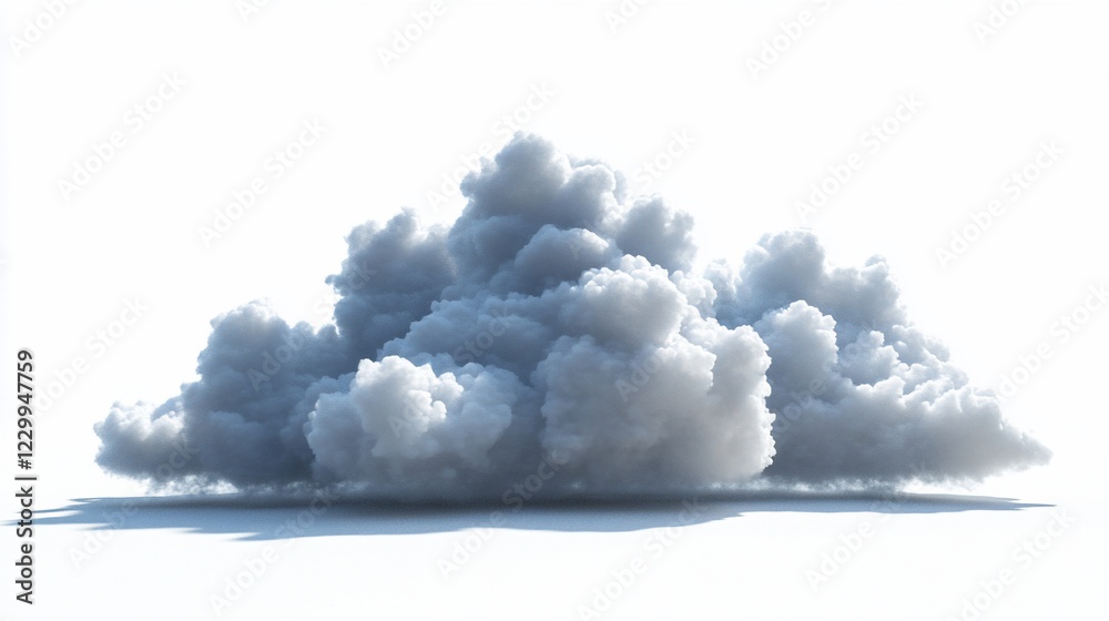 Fototapeta premium Majestic Cumulus Cloud Formation Against a White Background