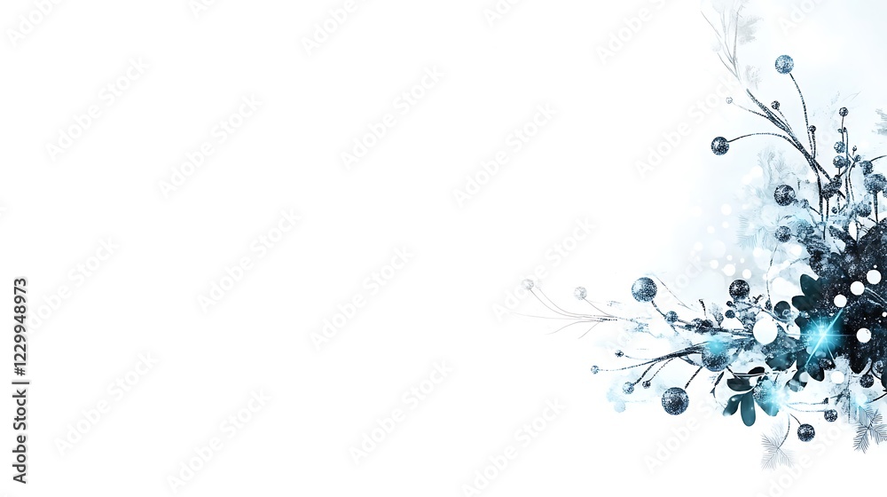 Abstract Winter Floral Design with Blue Hues Abstract Winter Floral Design with Blue Hues