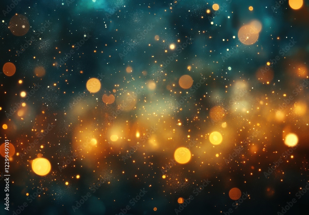 Beautiful abstract background with glowing golden bokeh lights and soft blue hues creating a dreamy, magical atmosphere for artistic designs and projects Beautiful abstract background with glowing golden bokeh lights and soft blue hues creating a dreamy, magical atmosphere for artistic designs and projects